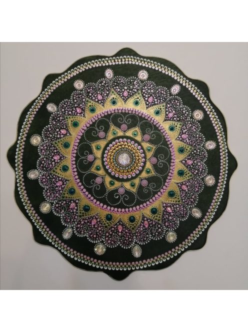 Szívcsakra mandala (zöld-arany-rózsaszín)