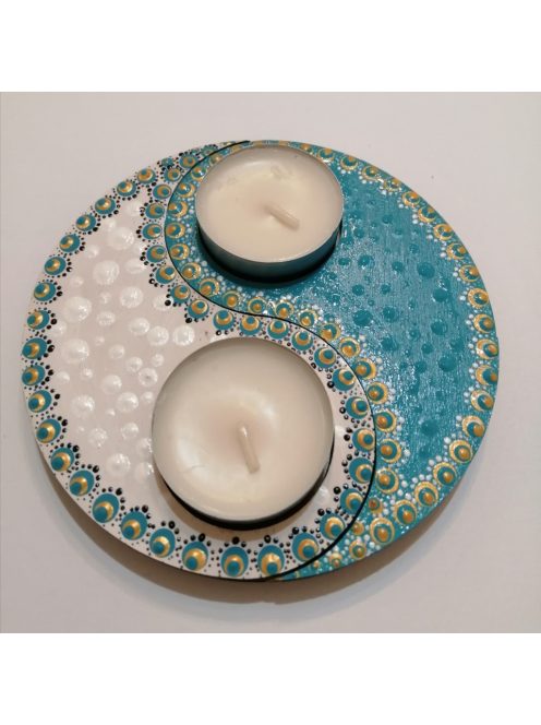 Turquoise and white Jin-Jang candle holder